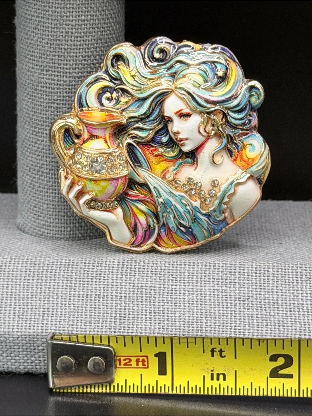 Aquarius Rhinestone & Enamel Brooch
